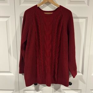 J. Jill Deep Red Chenille Knit Pullover Tunic Sweater Size Large Petite